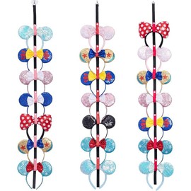 3 Pcs Mouse Ears Headband Holder Hanging Headband Organizer Bow Headpiece Hair Accessories Vertical Headband Holder Wall Display Decor - Colour: Red/Pink/Red with White Polka Dots