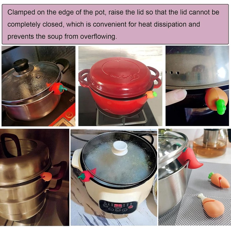 Silicone Anti-Overflow Pot Lid Holder - Heat Resistant Spill Stopper