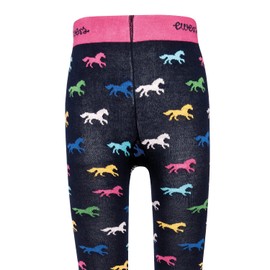 EWERS Children's Tights with Horse Motif, Cotton Tights for Girls, Made in Germany, blue