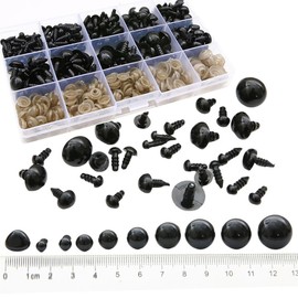 ccHuDE 230 Pcs Plastic Safety Eyes Noses Stuffed Animal Crochet Eyes Assorted Size Craft Eyes Black Safety Eye Buttons with Washers for Teddy Bear Doll Making