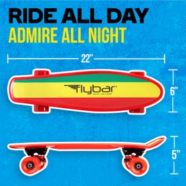 Flybar 22 Inch Complete Plastic Grip Tape Cruiser Skateboard Custom Non-Slip Deck Multiple Colors (Marly Red)