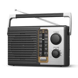 Yewrich AM FM Radio with Best Reception, Portable Battery Operated Transistor Radios, Headphone Jack, AC Powered, Suit for Senior and Home, Black