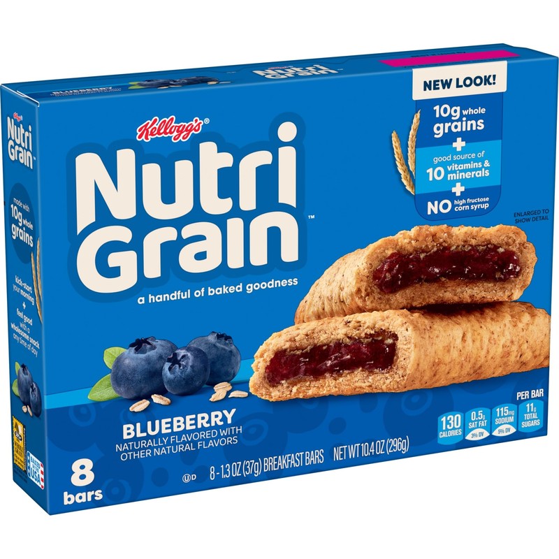 Nutri-Grain Soft Baked Breakfast Bars, Kids Snacks, Whole Grain, Blueberry