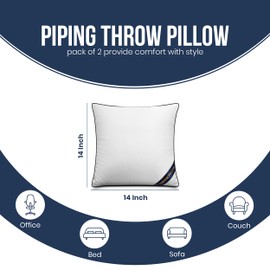 Utopia Bedding Throw Pillow Inserts (Pack of 2, White), 14 x 14 Inches Decorative Indoor Pillows for Sofa, Bed, Couch, Cushion Sham Stuffer