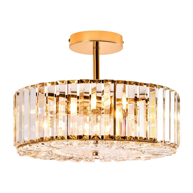 VONLUCE Crystal Light Fixture, Modern Semi Flush Mount Ceiling Light,