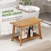 Jekruiet 24" Solid Teak Shower Bench with Towel Bar &