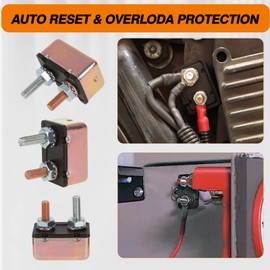 BUSSALIX E511 Automatic Reset Circuit Breaker 5-50A 14V DC Stud Type Metal Shell Overload Protection for Cars RVs Trucks and Motorcycles(12A-3PACK)