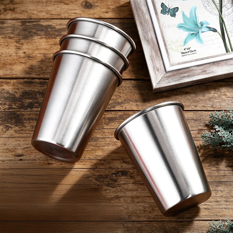 Zalaxt Stainless Steel Drinking Cups, 16 Ounce, 10 Pack