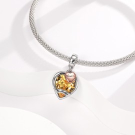 AMATOLOVE November Birthstone Charms for Bracelets Heart Yellow Christmas Bead Charm Jewellery Girls for Women Girls