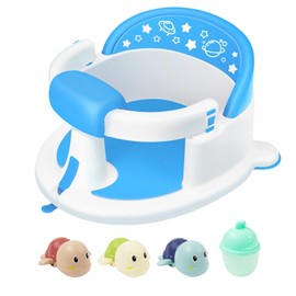 Baby Bath Seat 6-24 Months - Non-Slip Infant Toddler Bathtub Chair with Removable Cushion | Lightweight Portable for Travel & Home (Blue)