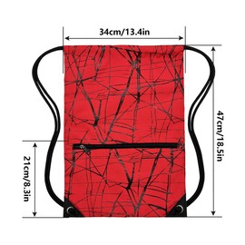 HOLYLUCK Mochila con cordón para deporte y gimnasio, cordón, Metálico-Rojo, Mediano