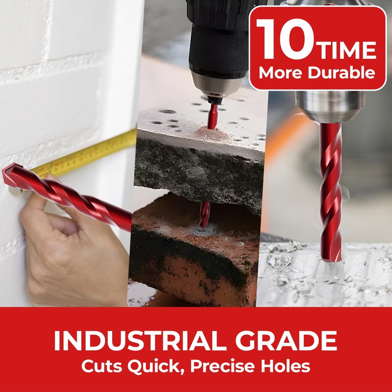 Keewaki Masonry Drill Bit Set - 10-Piece Hex Shank Set