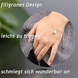 Züssi Simply Women's Moonstone Bracelet Made of Pure 925 Sterling Silver – Real Moonstone Gemstone Jewellery – Women's Bracelet in Teardrop Shape, Sterling Silver