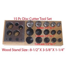 15 PC Doming Tool Convex Concave Disc Cutter Metal Hole Puncher Tool 1/2" to 1"