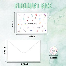 Floral Thank You Cards with Envelopes and Stickers (20 pack 4"x6"), HILYPINK Elegant Wildflower Blank Cards & Grateful Cards for All Occasions incl. Weddings, Bridal Showers, Business & Baby Showers