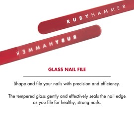 Ruby Hammer Nail File – Professional Nail File – Designed by Award-Winning Beauty Expert – Glass Nail File for Manicuring & Repairing Natural & Acrylic Nails