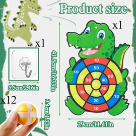Kids Dart Board, 3-8 Year Old Boys Outside Toys, 41.5x29cm/16.3x11.4in Magnetic Dart Board with 12 Sticky Balls, Dinosaur Toys Suitable for Boys for Birthday Gifts, Easter Gifts, Party Games for Kids