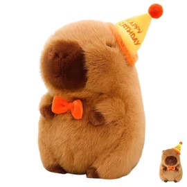 ClcIosis Capybara Cuddly Toy, Capybara Plush Toy, Kapibara Cuddly Toy with Birthday Hat, Kabibara Cuddly Toy, Gift for Children, Home Decoration