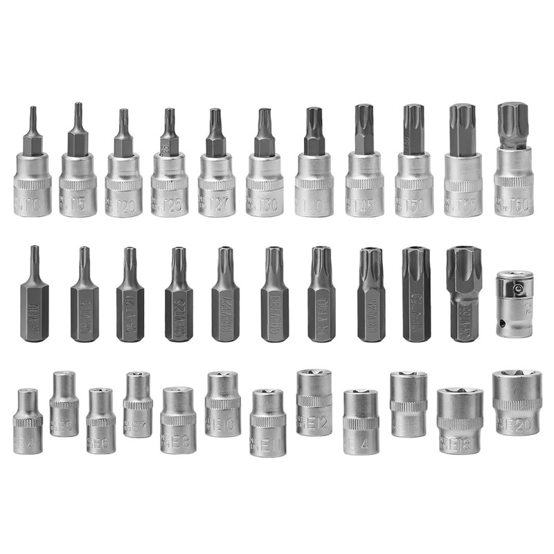 Socket and Socket Bit Set, 34Pcs Female E Torx Socket