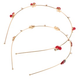 NOLITOY Cherry Strawberry Headband 2pcs Metal Hair Hoops Stylish Hair Accessories for Women