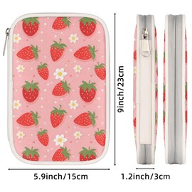 DJYQBFA Strawberry Pencil Case Pouch Multifunctional Cute Pu Leather Pen Holder with Zipper Stationery Pen Bag