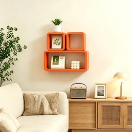 Floating Cube Wall Shelves, Set of 3,for Bedroom Living Room Office