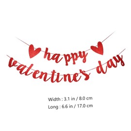 SEWACC Valentine's Day Flag Valentine's Day Heart Banner Party Hanging Banner 1PC Red Glitter Sequin Garland Paper Decorations Proposal Celebration Photography Props 17x8x0.1cm