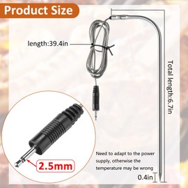 3 Pieces Meat Temperature Probe Thermometer Replacement for Grills and Smokers 2. 5 mm Plug Temp Probes