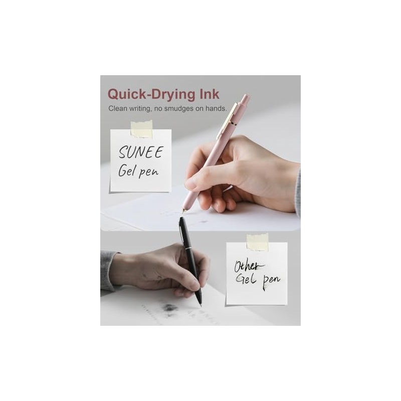SUNEE Gel Pens, 6 Pack 0.5mm Pens Fine Point Smooth
