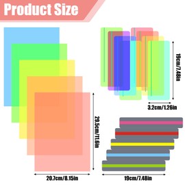 18 Pcs Coloured Overlays for Dyslexia, 5Pcs A4 Overlays + 5Pcs Reading Ruler + 8Pcs Small Overlays, Overlays Aids for Beginner, Light Coloured Plastic Overlays for Reduce Visual Stress ADHD Irlens