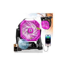 Hiketrax Portable Camping Fan with LED Lantern, 20000mAh Rechargeable Battery Operated Fan with 3 Speeds & Digtal, Personal USB Table for Camping Essential ＆ Hurricane-Ready