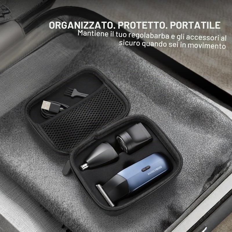 BarberBoss Rasoio elettrico da uomo 3 in 1, kit da