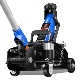 Auto Dynasty 2 Ton Floor Jack with Socket and Lock, Heavy Duty Steel Hydraulic Car Jack with Single Piston Quick Lift Pump, Hydraulic Racing Floor Jack, Lifting Range 5.1" to 13", Blue