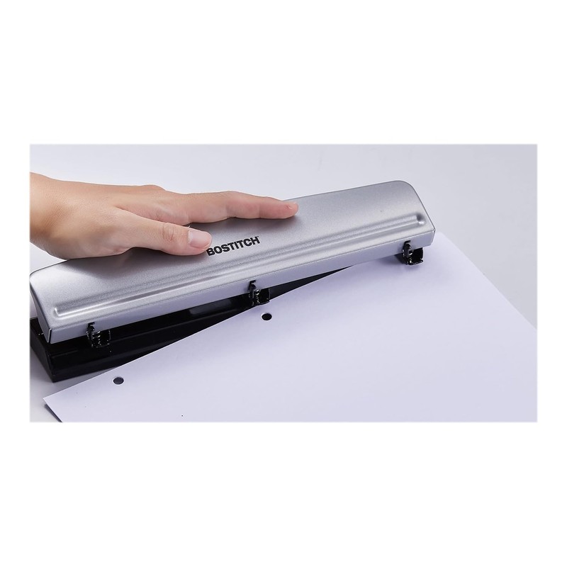 Bostitch Office Premium 3 Hole Punch, 12 Sheet Capacity, Metal,