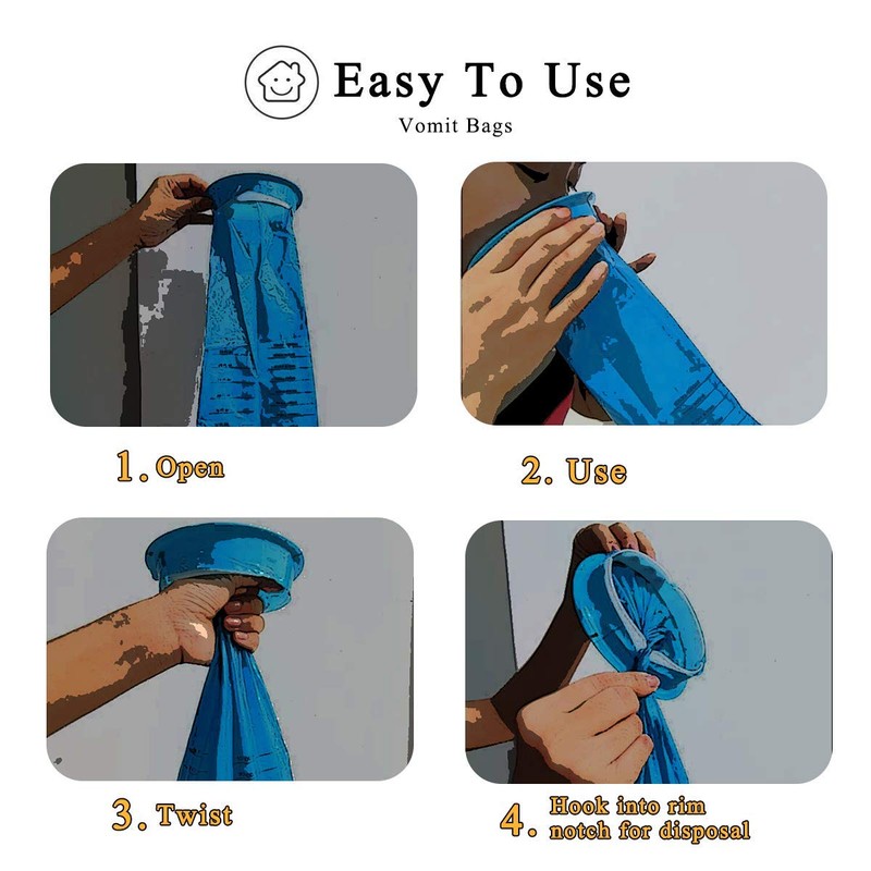 14 Pack Disposable Vomit Bags (Thick), Barf Bags 1000ML Blue,