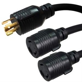 NEMA L6-30P to 2X L6-30R Y Splitter Cord - 10 Foot, 30A/250V, 10 AWG - Iron Box # IBX-580310