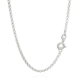 NKlaus Silver Pea Chain 925 Sterling Silver Round Solid Necklace 2.00 mm, Sterling Silver