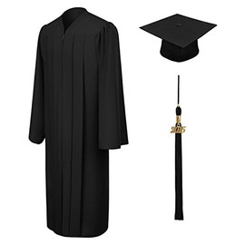 Acadima Black Cap & Gown & Tassel Package Graduation Cap and Gown Set – Matte.