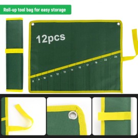 Unbranded 2pcs Wrench Roll Up Pouch 12 Pockets Wrench Roll Organizer Tool Organizer