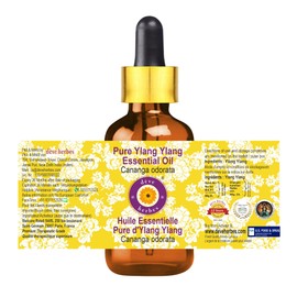 Deve Herbes Pure Ylang Ylang Essential Oil (Cananga odorata) with Glass Dropper Natural Therapeutic Grade Steam Distilled 50ml (1.69 oz)