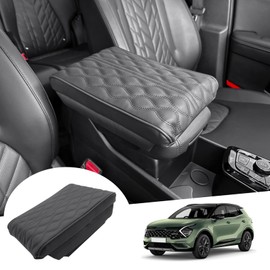GAFAT Compatible with Kia Sportage NQ5 2022 2023 2024 2025 (Automatic) Centre Armrest Cover, Sportage 2024 Centre Console Armrest Protection, Leather Padding, Sportage 2024 Accessories (Black)
