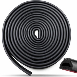 20Ft D Shape Weather Stripping Door Seal, Self-Adhesive Soundproof Rubber Weather Seal Strip for RV Marine Boat Garage Door Window, 0.75 Inch Width, 0.425 Inch Height