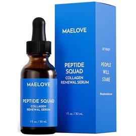MAELOVE Suero renovador de colágeno Peptide Squad, suero antienvejecimiento para el rostro con péptidos de cobre, argirelina y Matrixyl 3000, suero hidratante con péptidos para arrugas, líneas finas y