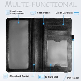 GYSYZJDH Checkbook Cover for Men & Women, Slim PU Leather Checkbook Holder Wallet with RFID Blocking, Stylish and Durable, Camouflage Wood