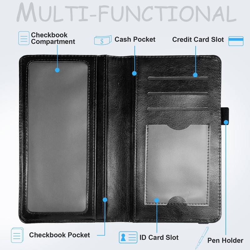 GYSYZJDH Checkbook Cover for Men & Women, Slim PU Leather