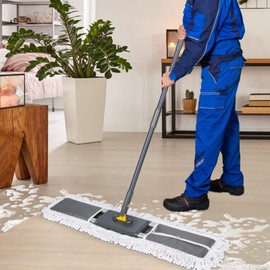 MASTERTOP 36" Professional Industrial Dust Mop for Floor Cleaning, Heavy Duty Wet & Dry Commercial Mop,Large Flat Floor Mops with Telescopic 62'' Long Handle,Dust Broom for Hardwood,Tiles,Office