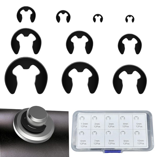 120 Pieces E-Clips Retaining Rings Set, Stainless Steel Retaining Ring