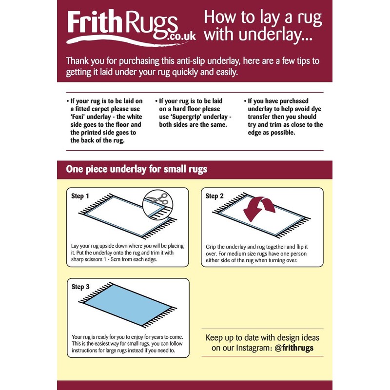 FrithRugs Foxi Anti Slip, Anti Creep Rug Underlay. For Carpeted