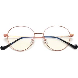 Joopin Blue Light Filter Glasses Women Without Prescription Anti-Blue Light Glasses Men Computer Glasses Gaming Glasses Bluelight Filter Glasses with Metal Frame, Rose Gold Metal