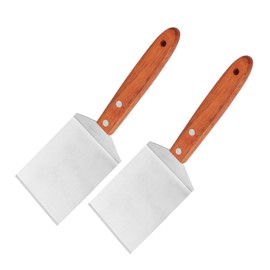 MIDELONG 2 PCS Small Brownie Cookie Spatula Metal Stainless Steel Spatula with Wooden Handle Heavy Duty Spatula Kitchen Cooking Chef Baking Scraper Turner Mini Desserts Serving Spatula